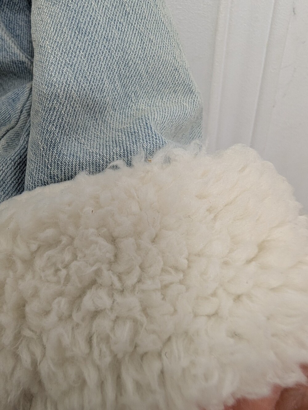 Anthropologie Pilcro Sherpa-Lined Long Denim Coat – Size Small - Picture 5 of 8